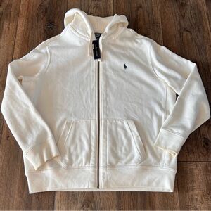 Polo Ralph Lauren Double Knit Full Zip Fleece Hoodie Sweatshirt Cream Size XXL